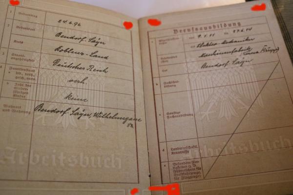 Military record and work book of a soldier